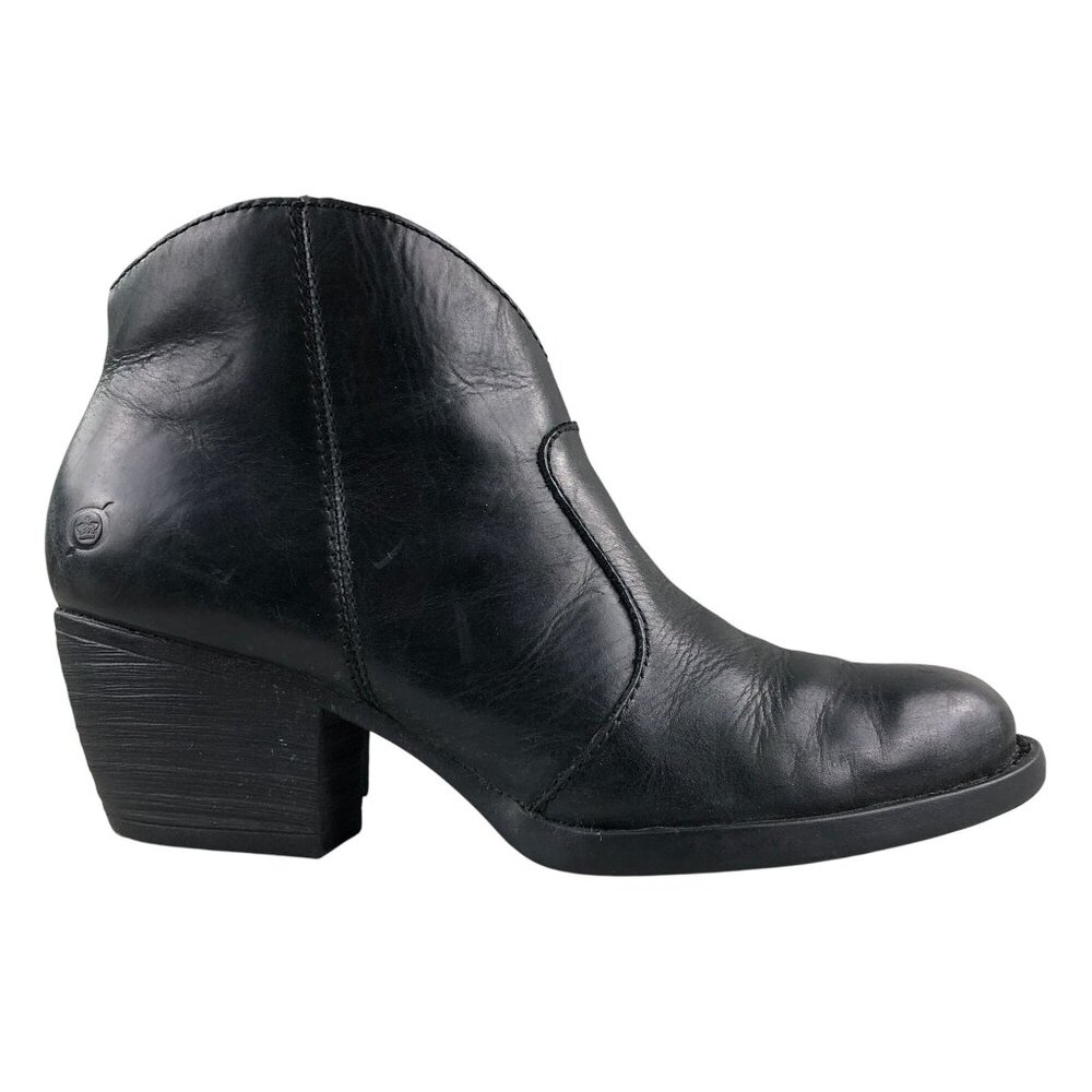 Born Women's Size 9.5M Michel Black Leather Closed Toe Zip High Heel Ankle Boots